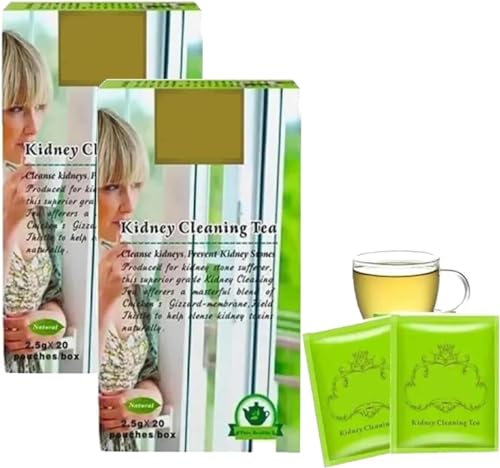 Té de limpieza de riñones, 20 bolsas/caja de té de limpieza de riñones, té de limpieza de riñones orgánico, té de hígado nutritivo a base de hierbas chino todos los días (2 cajas)