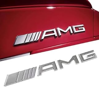 Car Sticker Replacement for Old and Damaged or Missing Tag 3D Car Sticker Compatible with AMG Silver Emblem