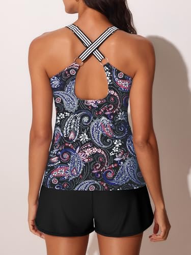 Tankini modeste Summer Mae avec short gainant taille 16 imprimé noir