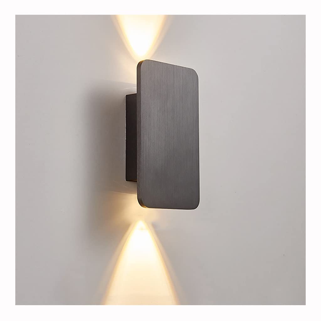 Wall Light Wall Lights 6W Modern Interior Aluminum Wall Lights Balcony Living Room Wall Lights TV Background Wall Lights Bedroom Wall Lights (Color : Gray, Size : 2PCS)