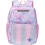 Bagseri Kinderrucksack Mädchen - 23L Rucksack Kinder Schule 3.-5. Klasse (8-10 Jahre), Ergonomischer Schulranzen mit Brustgurt & Thermofach, Leicht, Reflektoren & DIN A4, Rosa Batikmuster