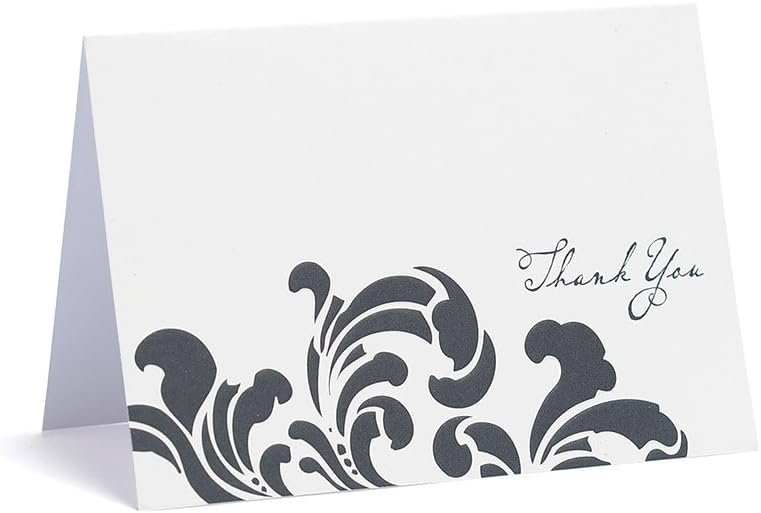 Image of Show-Offs Thank You Notes - Black and Cream with Elegant Red Envelopes - 5 x 3.5 Inches - 20 Cards