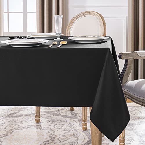 Softalker Rectangle Tablecloth Waterproof & Stain Resistant Table Cloth Wrinkle Free Fabric Washable 210Gsm Polyester Table Cover For Dining/Party/Buffet/Wedding (60X84 Inch, Black) #TOP2