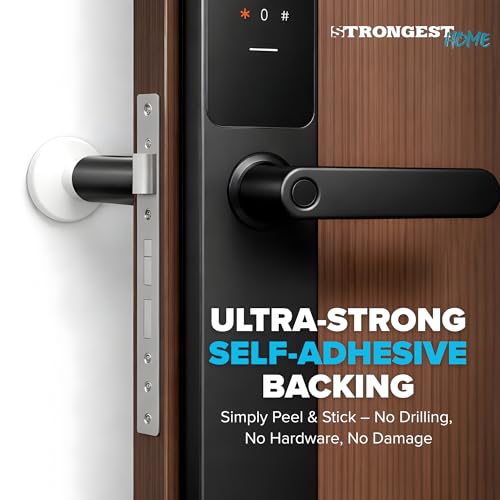 Image of STRONGEST HOME Door Stoppers (Medium) 1.57 inch - Door Stop for Wall with Strong Back Adhesive - Quiet and Shock Absorbent Silicone Wall Protectors from Door Knobs - Protects Every Surface (White | 7 PCS)