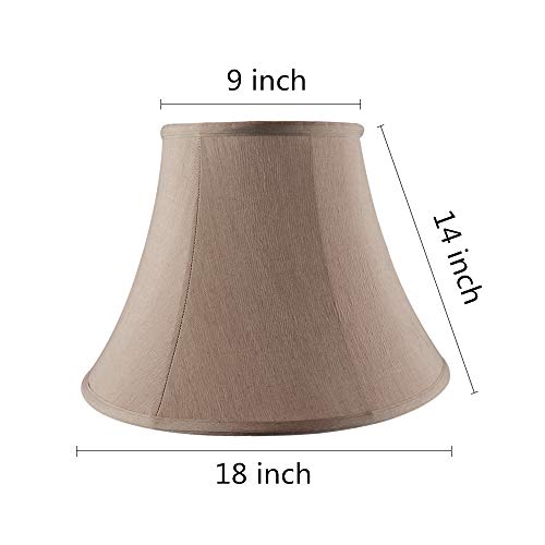 Linen Lamp Shade Set of 2, E Brand Bell Fabric Lamp Shade for Table Lamp and Floor Lamp. 9x18x14 inch, Satin Fabric Hand Crafted, Spider