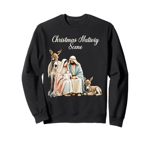 Colorido Belén de Navidad Nacimiento de Cristo Sudadera