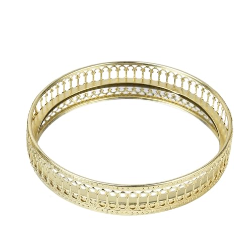 Plateau Miroir doré, Parfum récepteur, Bijoux, Maquillage, Cosmétique, Chambre, Plateau décoratif Rond vanité