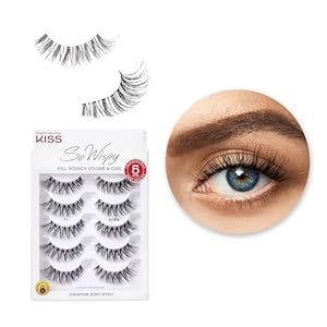 KISS So Wispy, False Eyelashes, ‘Style #11’, 12 mm, Includes 5 Pairs Of Lashes, Contact Lens Friendly, Easy to Apply, Reusable Strip Lashes, Glue On, Mulitpack