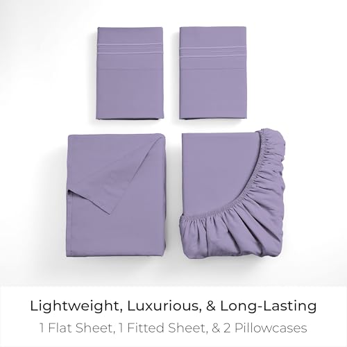 Image of Mellanni Full Sheets Set - 4 PC Iconic Collection Bedding - Hotel Luxury, Extra Soft, Cooling Bed Sheets - Wrinkle, Fade, Stain Resistant (Full, Violet)