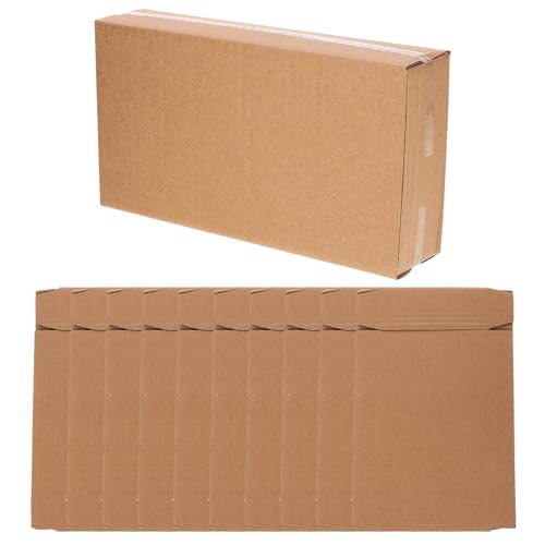 Healeved Juego de 10 Cajas de Cartón Corrugado Reforzado para Envío Tamaño Pequeño 245X55X135 CM Cajas para Embalaje y Almacenaje Resistentes a Caídas y Compresión Uso en Oficina y