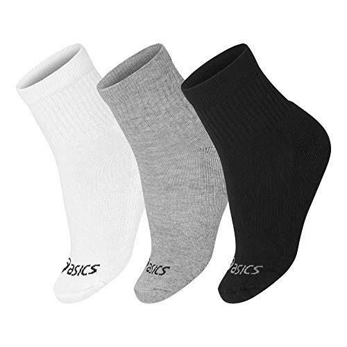 Meia Asics Tennis Socks 3 Pack Cano Médio - 44/46 (03 pares - Branca com Logo Preto)-Branco/Preto-SP