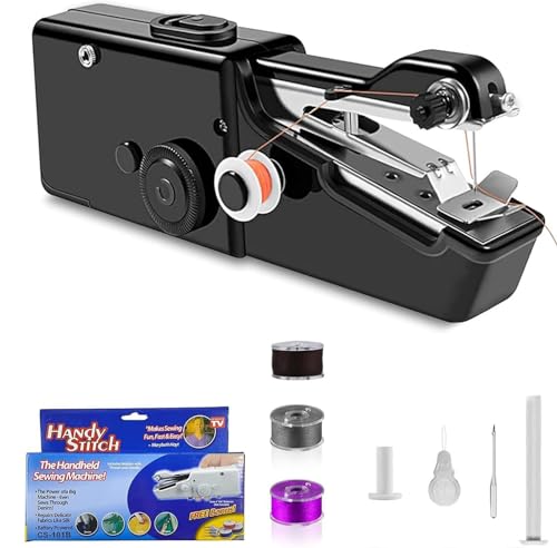 Sewing Machine for beginners, Two Modes, Portable Sewing Machine for Various Fabrics, Quick Clothes Repair for Home DIY & Trave（Black-B2)