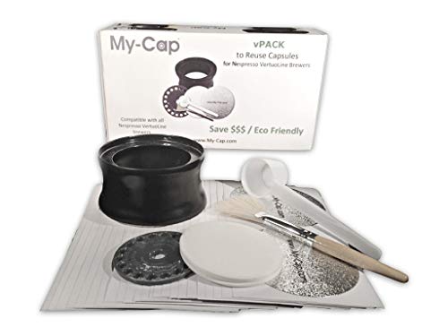 My-Cap Sampler - Complete Solution to Make Your Own Capsules for Nespresso VertuoLine Brewers (With Grey Plastic Cap)