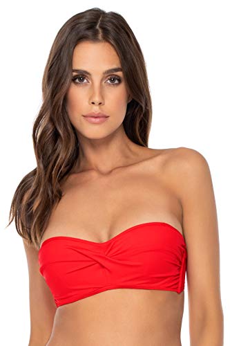 Sunsets Women s Iconic Twist Bra Sized Bandeau Bikini Top Swimsuit, Scarlet, 34DD