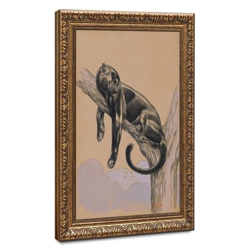 Impression sur toile Panthère noire Paul Jouve 61x91 cm pour déco bureau