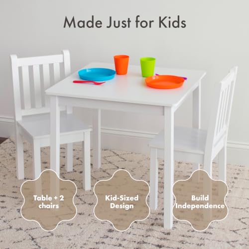 Image of Humble Crew Toddler Table and Chair Set for Kids, Wood Activity Furniture | Sturdy 3 piece playroom or bedroom desk, perfect size for crafts, snacks, homework, and learning, includes 2 matching seats
