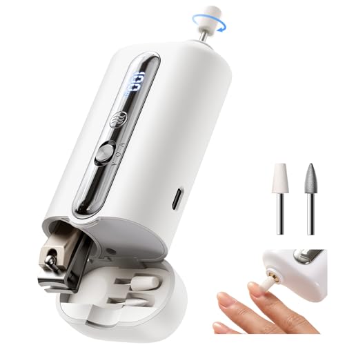 Set de Manicura y Pedicura, ChoreChamp 4 en 1 Pulidora de Uñas Eléctrica, Torno para Uñas Profesional, Cortaúñas de Acero Inoxidable, Recargable