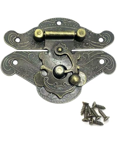 WUNZILO 1 pcs Serratura antica, con chiusura a scatto Chiusura fermaglio viti per contenitore di gioielli in legno (82 * 65 mm, L)