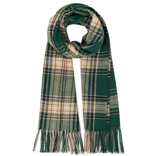 HH HOFNEN Women's Winter Scarf Classic Tassel Plaid Scarf Large S...