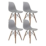NICEMOODS Juego de 4 Silla de salón sillas de Comedor de Estilo Moderno Silla de plástico de Mediados de Siglo Comedor Dormitorio con sillas escandinavas Dormitorio de cafetería (Gris)