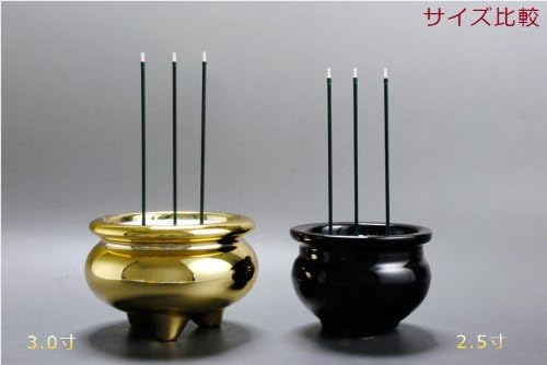 仏縁堂ブランド：火を使わない電子線香【サンやすらぎ：3.0寸金色】陶器製香炉付 【先生】 安心仏具