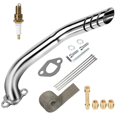 HIAORS Mini Bike Exhaust Pipe Header Kit Compatible with Predator 212cc 224cc 196cc Coleman CT200U BT200X CT200U-EX Baja Warrior MB200 MB165 KT196 6.5hp GX160 Clone Engine Go Kart Performance Parts Cover