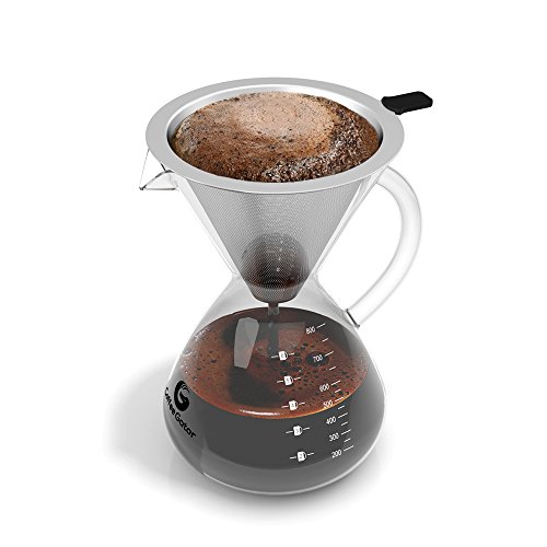 Coffee Gator Pour Over Kaffeebrüher – Mehr Geschmack mit einem papierlosen Edelstahlfilter und einer Glaskaraffe… – Ansicht 4