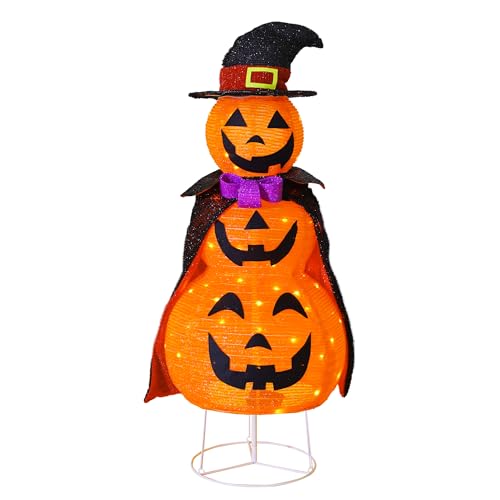 TW SHINE 3FT Halloween Collapsible Pumpkin Decorations, Light Up 60
