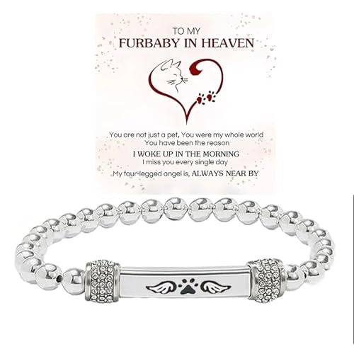 Paw Print Dainty Diamond Beaded Stretch Bracelet, To My Furbaby