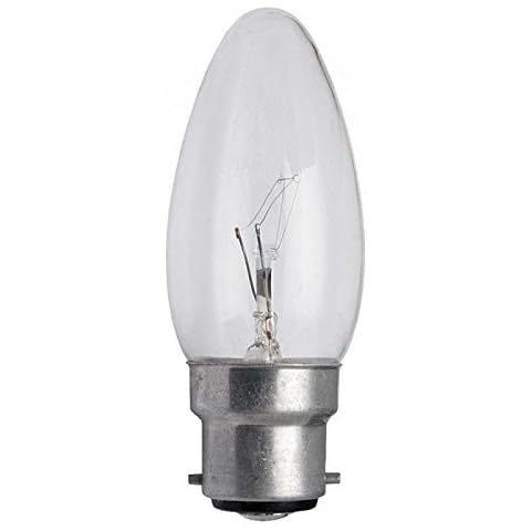 DECK INN 10 x Clear Candle Bayonet Cap BC B22 Lamp Light Bulbs 60 Watt Cover