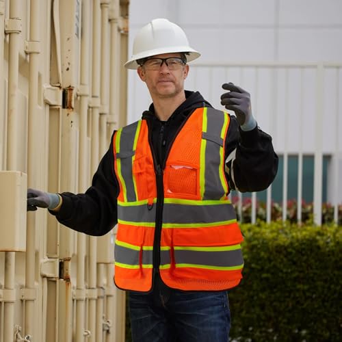Image of A-SAFETY Mesh High Vis Vest, Reflective Construction Vest with Pockets