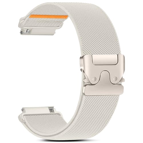RUIMAYA Correas de Reloj de Nailon 20mm Compatible con Amazfit Active 2/GTS 2/3/4/GTS 2/3/4 Mini/Bip 3/3 Pro, Correas de Reloj Elásticas Compatible con Vivoactive 6/5/3 Unisexo, Luz de Estrella