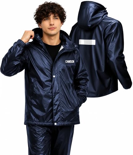 Image of Mens Raincoat Suit with Pant Set Legacy Series | Waterproof Lightweight Breathable Rain Wear | Strong Stitching, Elastic Cuff & Waterproof Zipper Raincoat for men waterproof