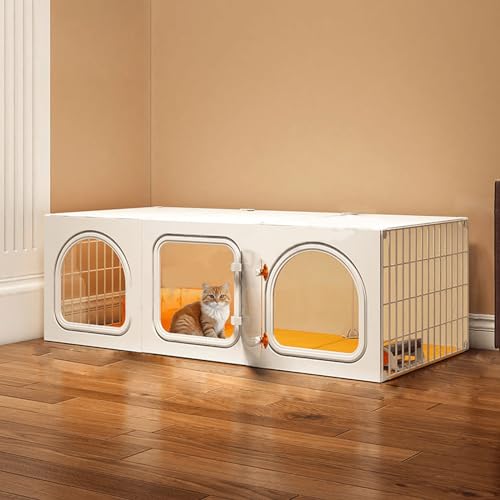 Grande cage intérieure pour chat structure durable à niveaux avec espace litière fermé