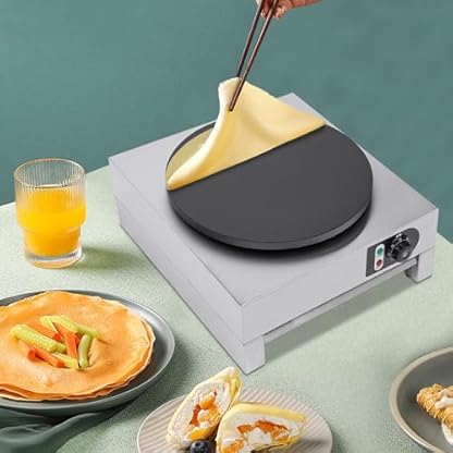 220V Professional Crepesgerät mit Holzverteiler Elektro Crepes Maker 3000W Crepeseisen aus Edelstahl mit 40cm Platte Crepesplatte,für Pancakes Omelettes Restaurants Snackbars – Bild 3