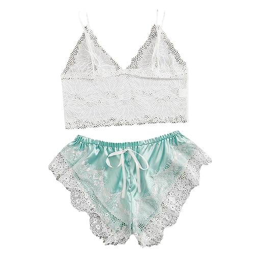 Lingerie deux-pièces bleu clair haut de gamme avec son bandeau en dentelle raffinée