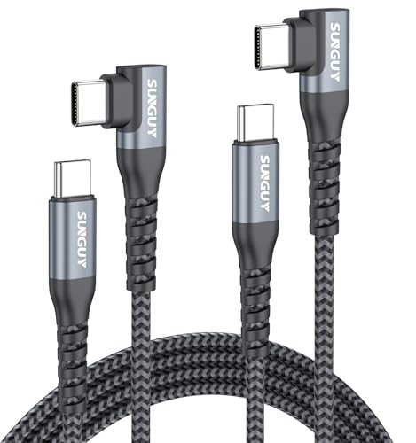 USB C to USB C Cable Right Angle [2P 6FT] 60W Fast Charging USBC Cable Braided Type C Data, 90 Degree C Port Charger Cord Android Auto Carplay for i-Phone 17/16/15 Series, i-Pad, Samsung