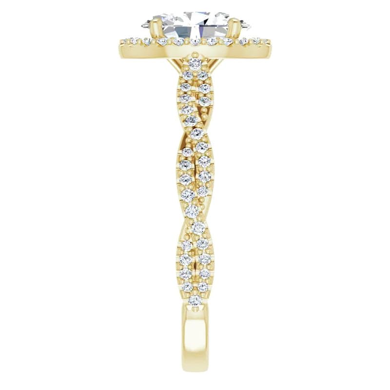 1-7 CT Custom Moissanite Engagement Ring – Multiple Shapes & Sizes | Twisted Band with Hidden Halo | Lab Diamond Alternative in Halo Setting with Sparkling Pave Band – Moissanite in 925 Steling silve &10k/14k/18k White, Yellow & Rose Gold – Ideal for Weddings & Proposals4