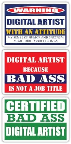 (x3) Certified Bad Ass Digital Artist with an Attitude Magnets | Funny Occupation Job Career Gift Idea | Magents Perfect for Cars, Trucks, Toolboxes, Lockers, Fridges image 5