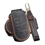 ATFIGII Cover per chiave compatibile con Jeep Compass Renegade compatibile con Fiat 500x Freemont Guscio per la chiave 5 Tasti Nero