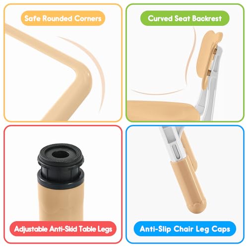 image for JIAOQIU Kids Table & Chair Set with Adjustable Toddler-Safe Non-Slip L