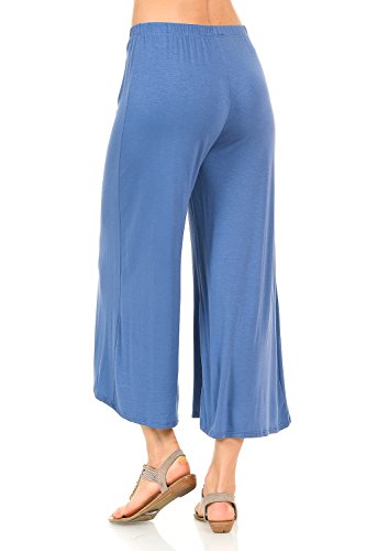 iconic luxe Women's Elastic Waist Jersey Culottes Pants Lounge Capri3