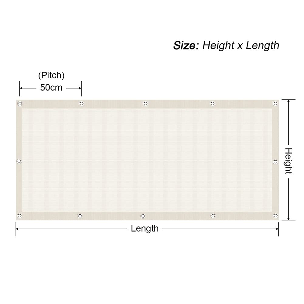 Zewnętrzna osłona balkonowa - 60/70/80 cm wysokości, odporna na promieniowanie UV, HDPE osłona przeciwwiatrowa z otworami na guziki, biała, 80 x 750 cm, idealne rozwiązanie chroniące przed wzrokiem do