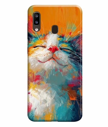 Image of Printed Hard Back Case Cover & Compatible for Samsung Galaxy M20 | Cat Painting Art (Multicolor) - D1191