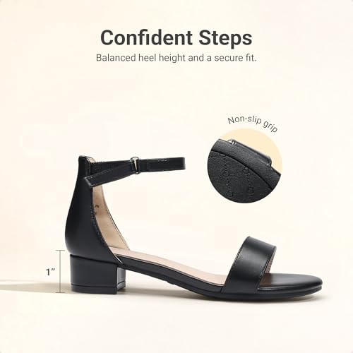 Image of DREAM PAIRS Girls Sandals Low Heel Dress Pump Ankle Strap Flower Wedding Party Shoes for Little Kid /Big Kid