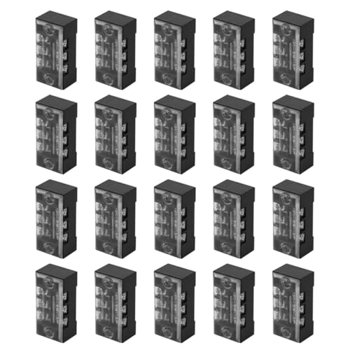 iplusmile Bornier à Barrette de 20 Pièces 3 Positions Noir en Plastique et Métal Couvercle Isolant Rangée de Terminaux Fixes pour Connecteur de Fil