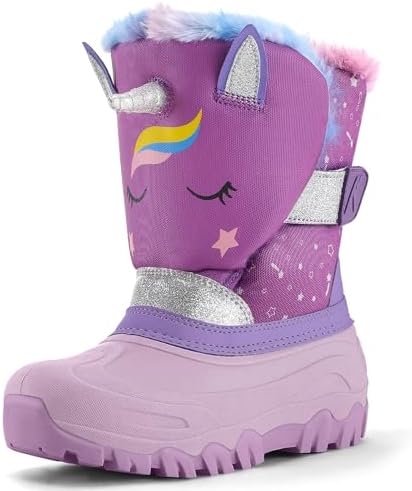 K KomForme Waterproof Girls Snow Boots with Faux Fur Lining, Warm...