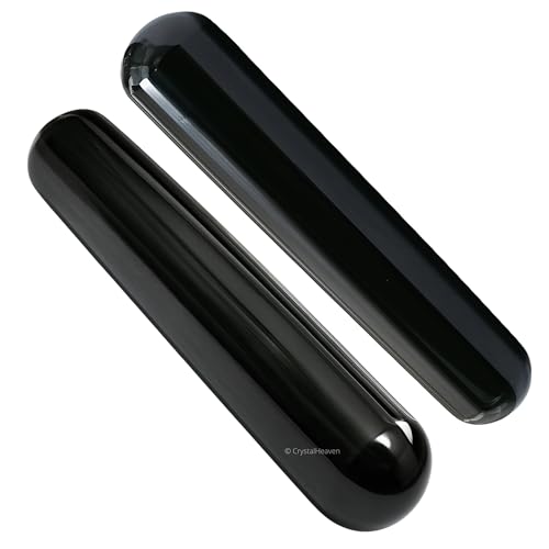 Image of Certified Black Agate Crystal Wand - Smooth Crystal Wand for Energy Healing, Chakra Balancing, Meditation and Home Decor - Crystals and Healing Stones for Gift