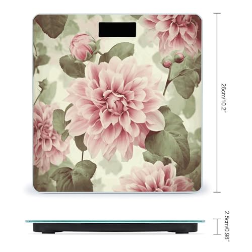 Báscula digital para baño con diseño vintage y flor rosa miniatura 2