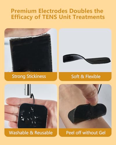 Image of TENS Unit Electrode Pads (20PCS) with Free 1 /4 Wire Cable - Universal 2x2 Replacement Pads for TENS EMS Muscle Stimulator - Compatible with TENS 7000 /3000, AUVON, Belifu, AVCOO, Neocarbon, TENKER